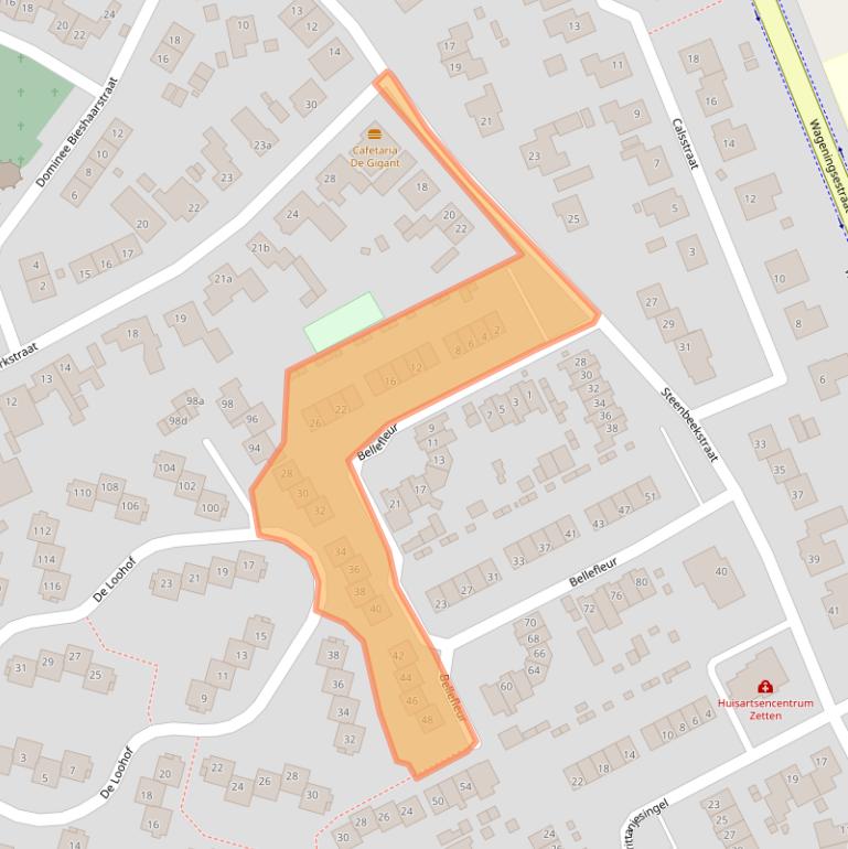 Kaart van postcodegebied 6671DT.