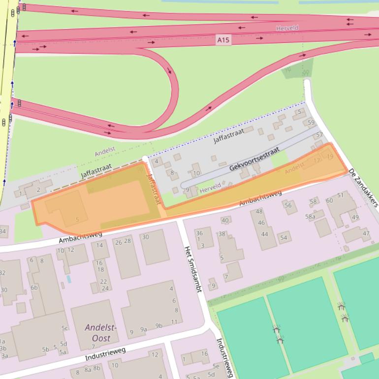 Kaart van postcodegebied 6673DL.