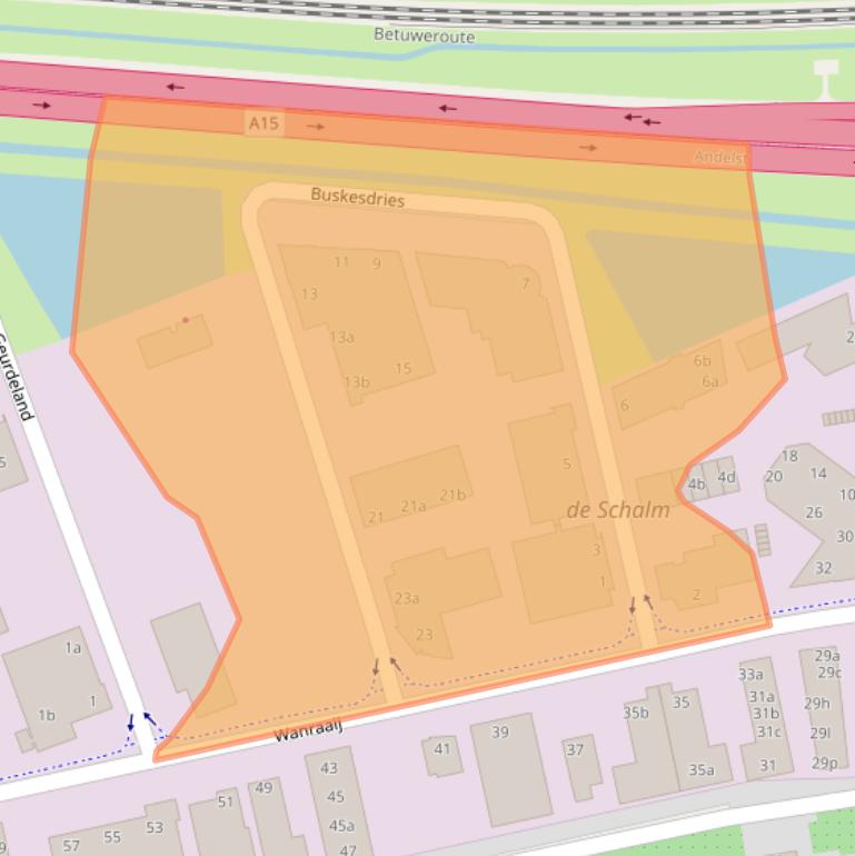 Kaart van postcodegebied 6673DP.