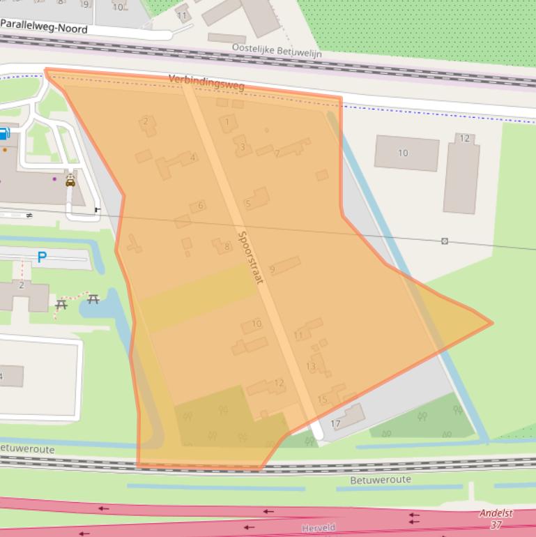 Kaart van postcodegebied 6674DA.