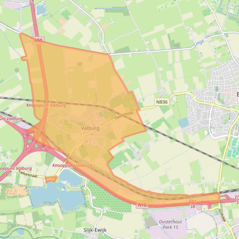 Kaart van postcodegebied 6675.