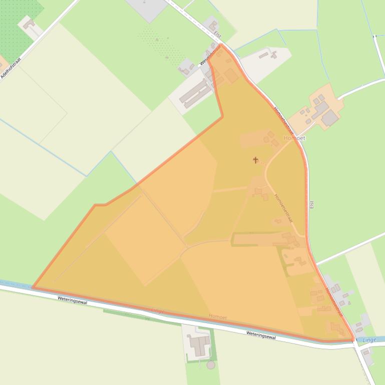 Kaart van postcodegebied 6676LA.