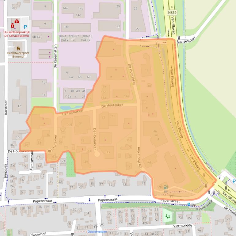 Kaart van postcodegebied 6681CW.