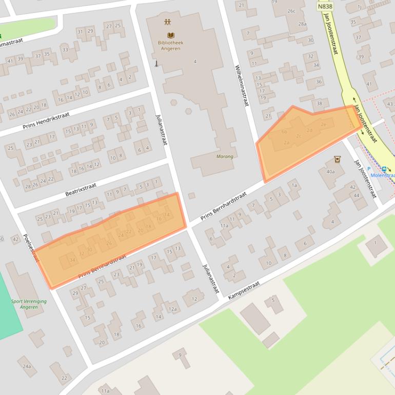 Kaart van postcodegebied 6687AZ.