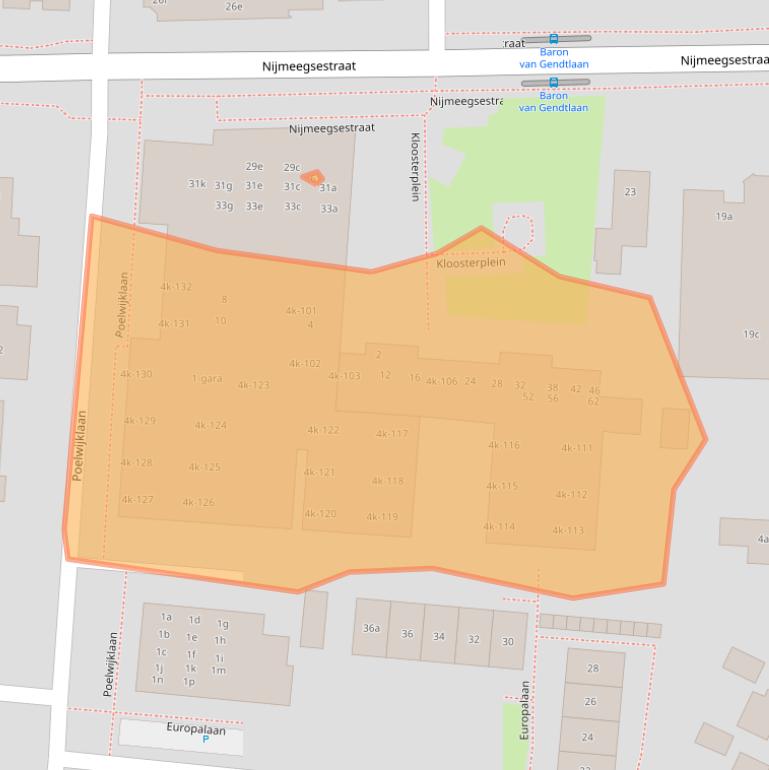 Kaart van postcodegebied 6691CX.