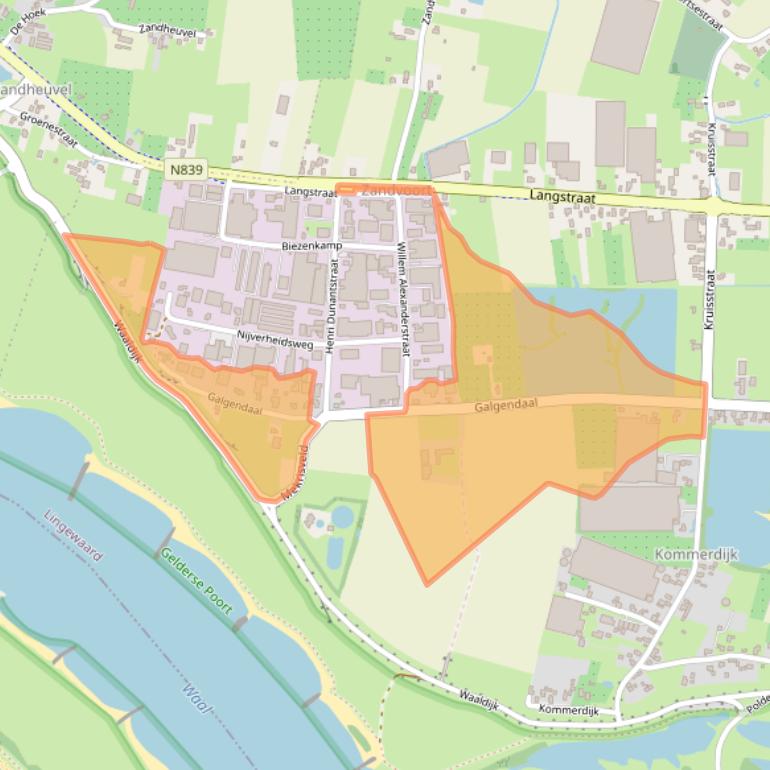 Kaart van postcodegebied 6691MD.