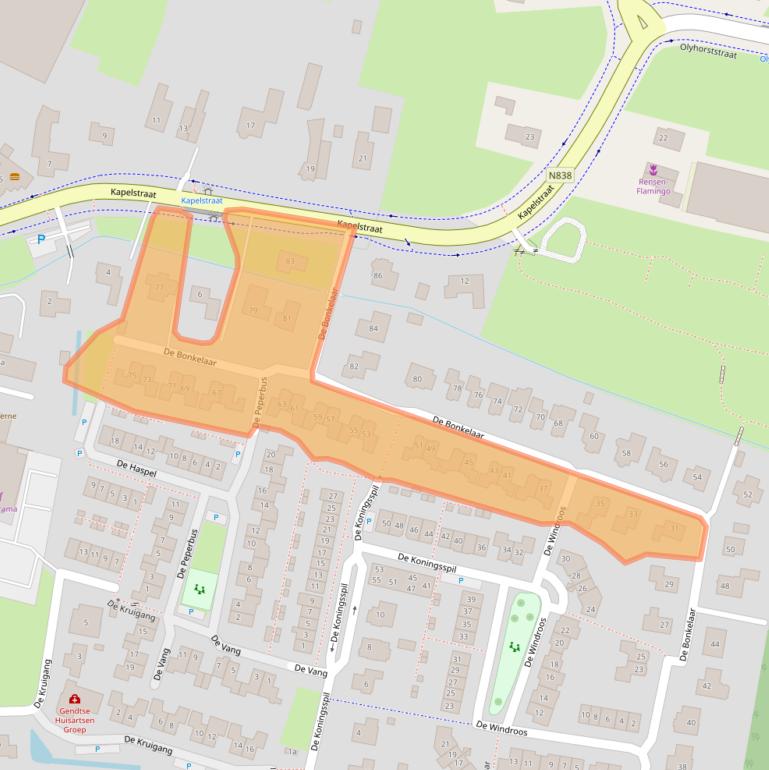 Kaart van postcodegebied 6691PE.