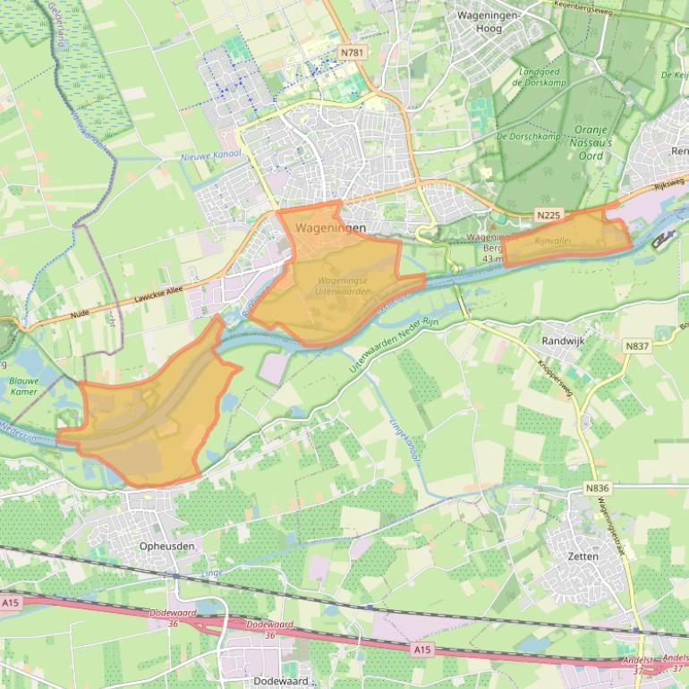 Kaart van postcodegebied 6701.