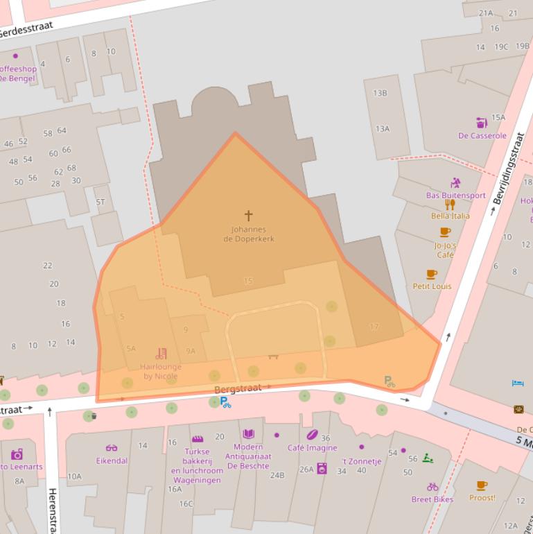 Kaart van postcodegebied 6701AB.