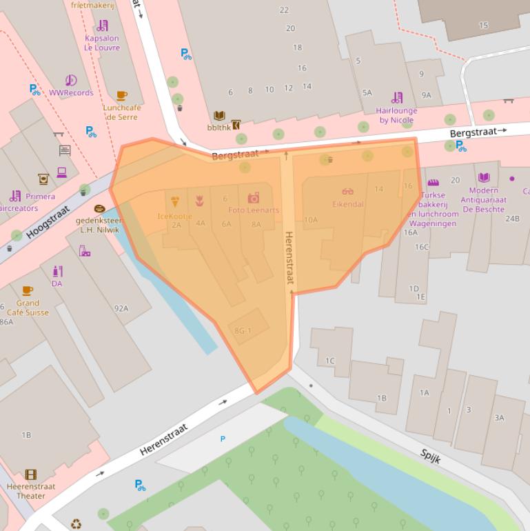 Kaart van postcodegebied 6701AC.