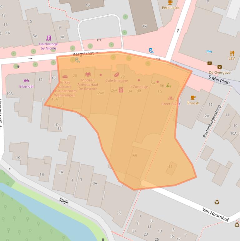 Kaart van postcodegebied 6701AD.