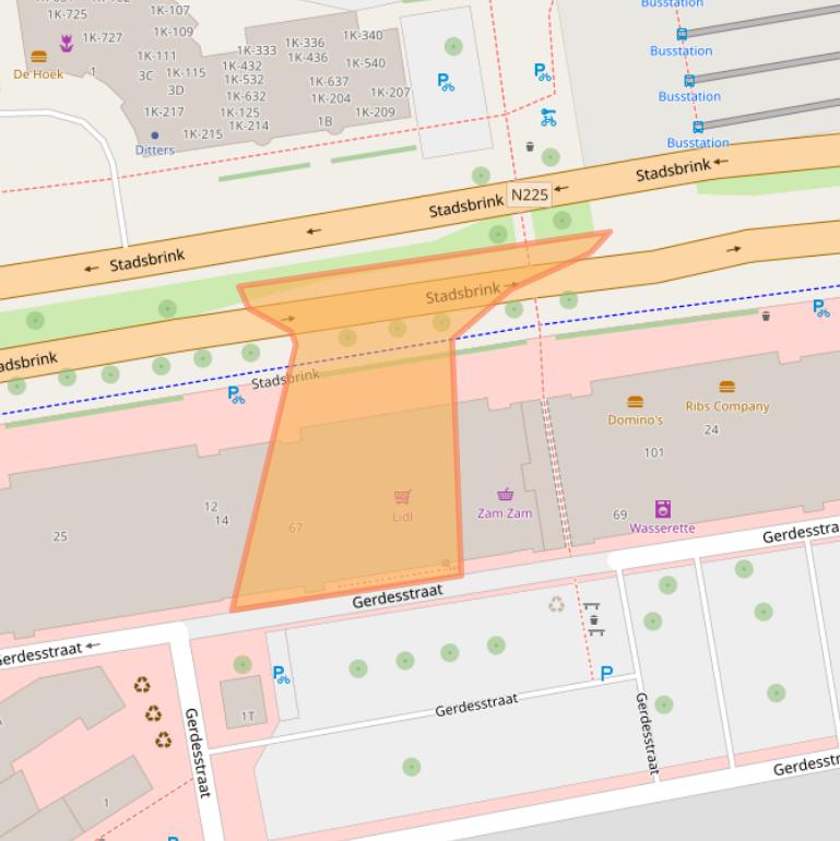 Kaart van postcodegebied 6701AG.