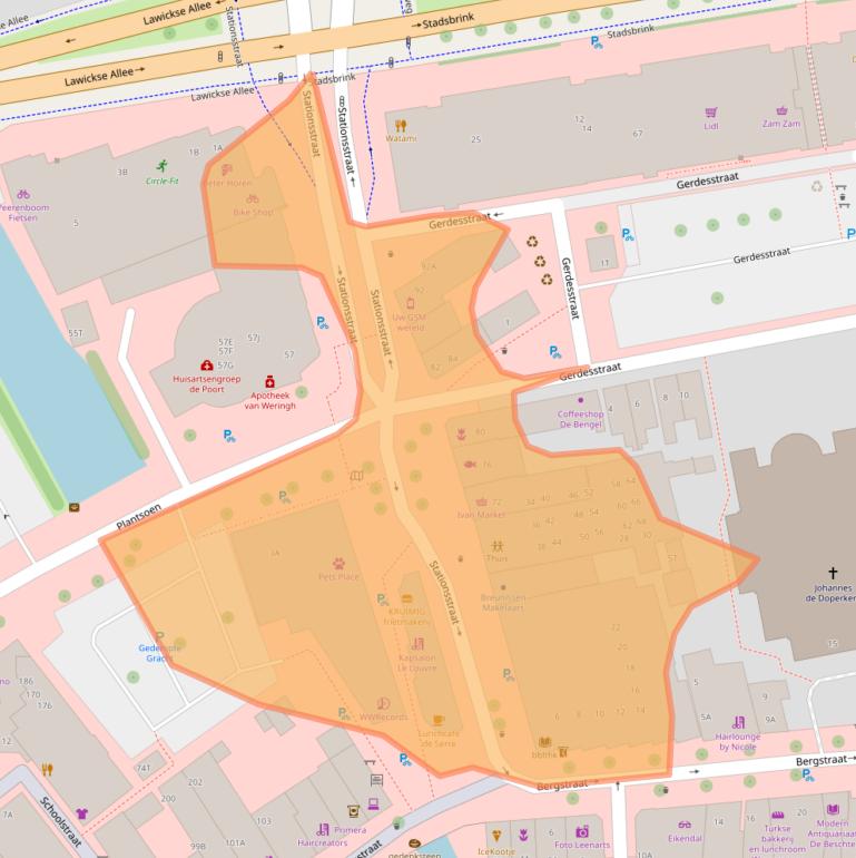 Kaart van postcodegebied 6701AM.