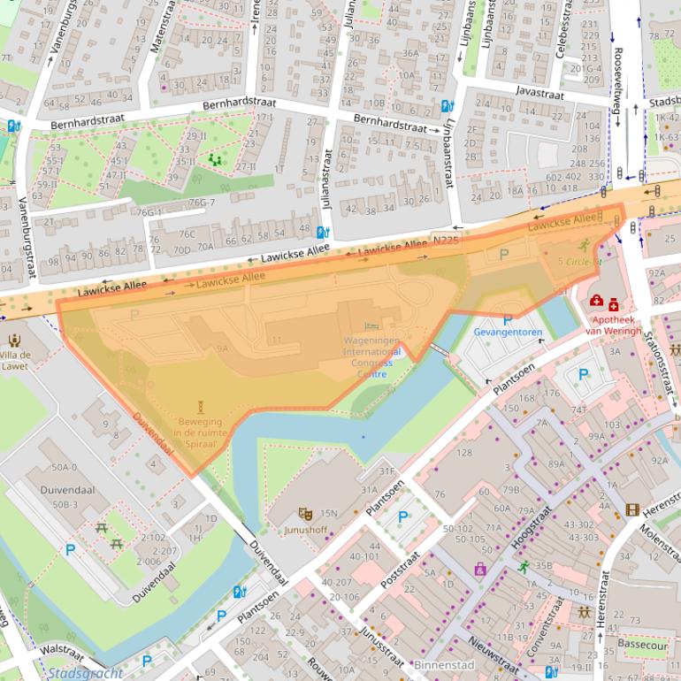 Kaart van postcodegebied 6701AN.