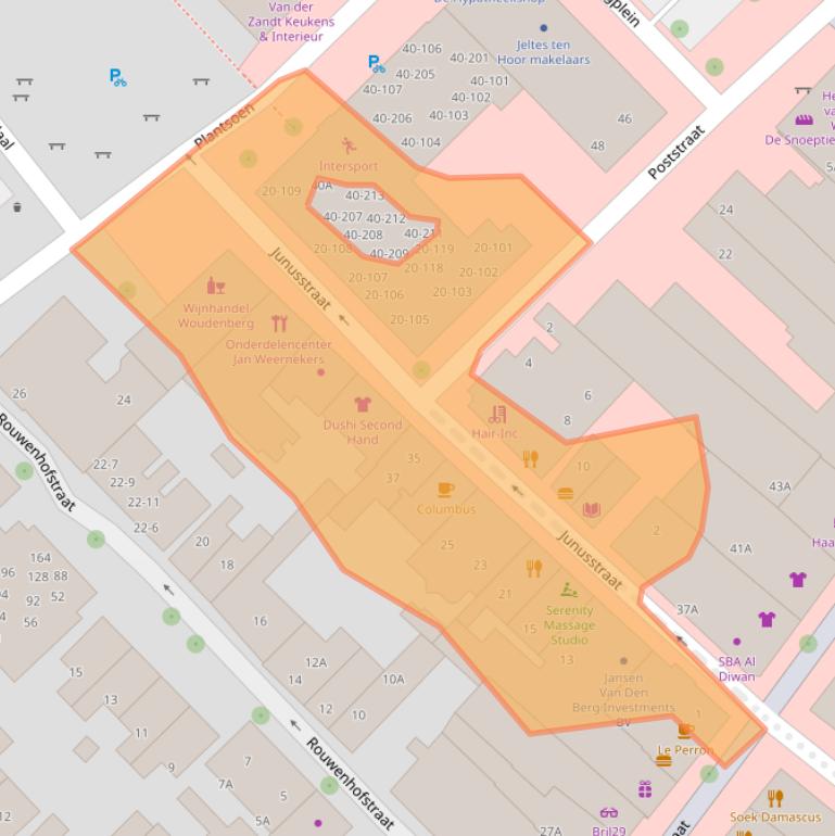 Kaart van postcodegebied 6701AX.