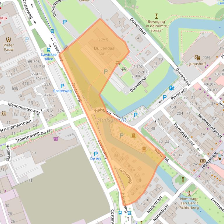 Kaart van postcodegebied 6701BH.