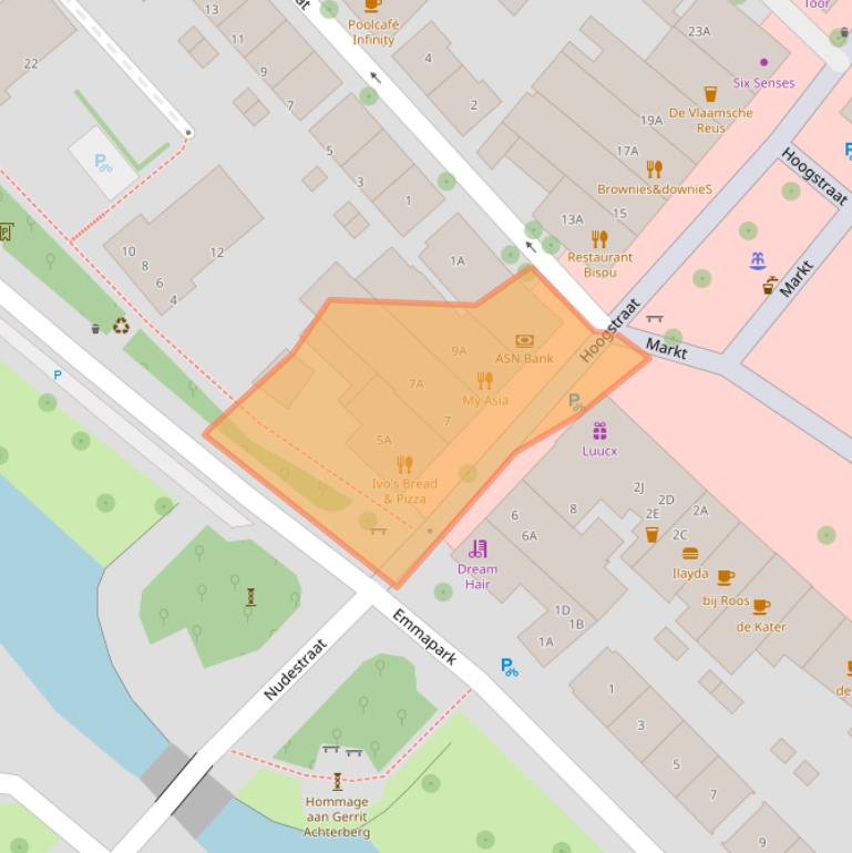 Kaart van postcodegebied 6701BJ.