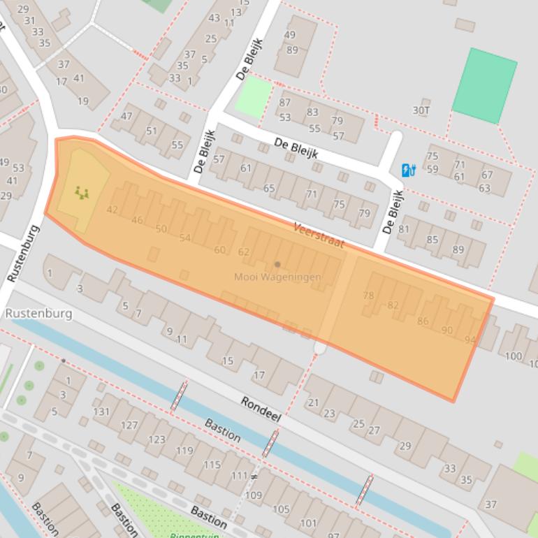 Kaart van postcodegebied 6701DX.