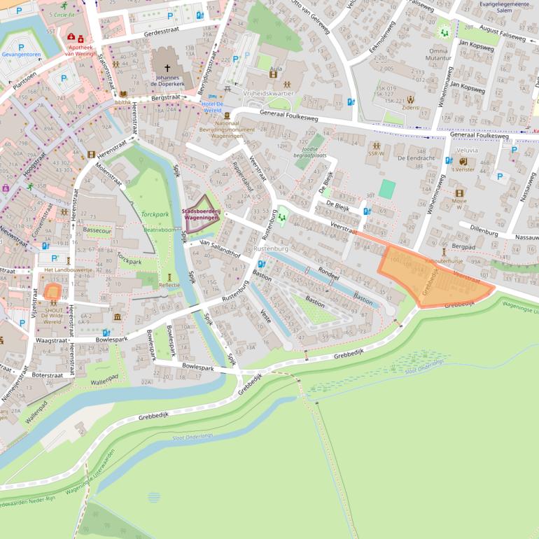 Kaart van postcodegebied 6701DZ.