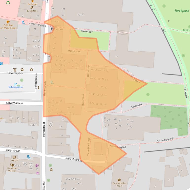 Kaart van postcodegebied 6701EB.