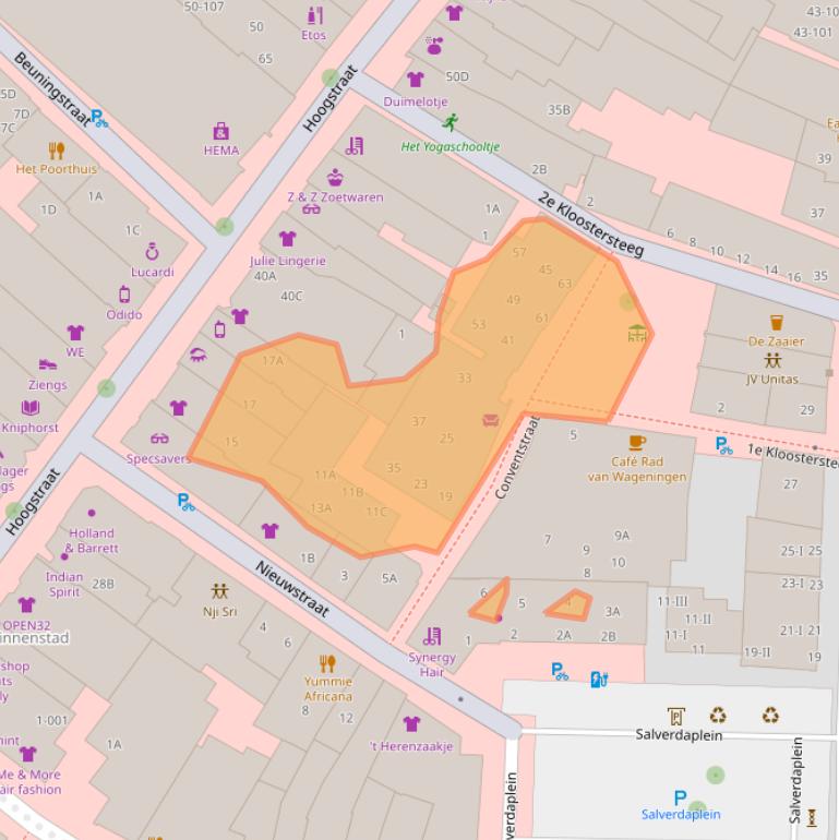 Kaart van postcodegebied 6701GA.