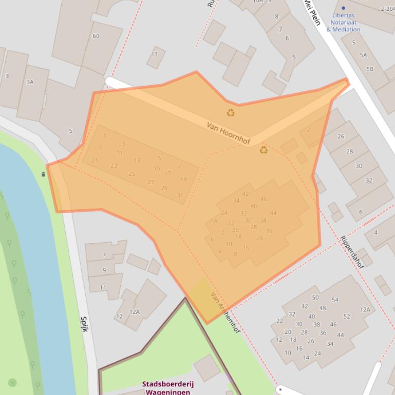 Kaart van postcodegebied 6701JA.