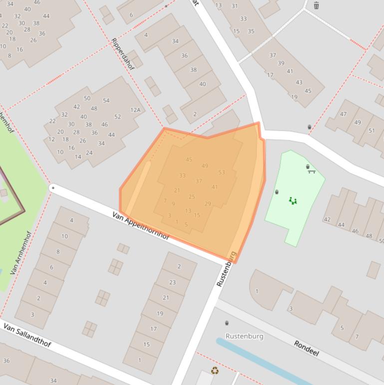 Kaart van postcodegebied 6701JC.