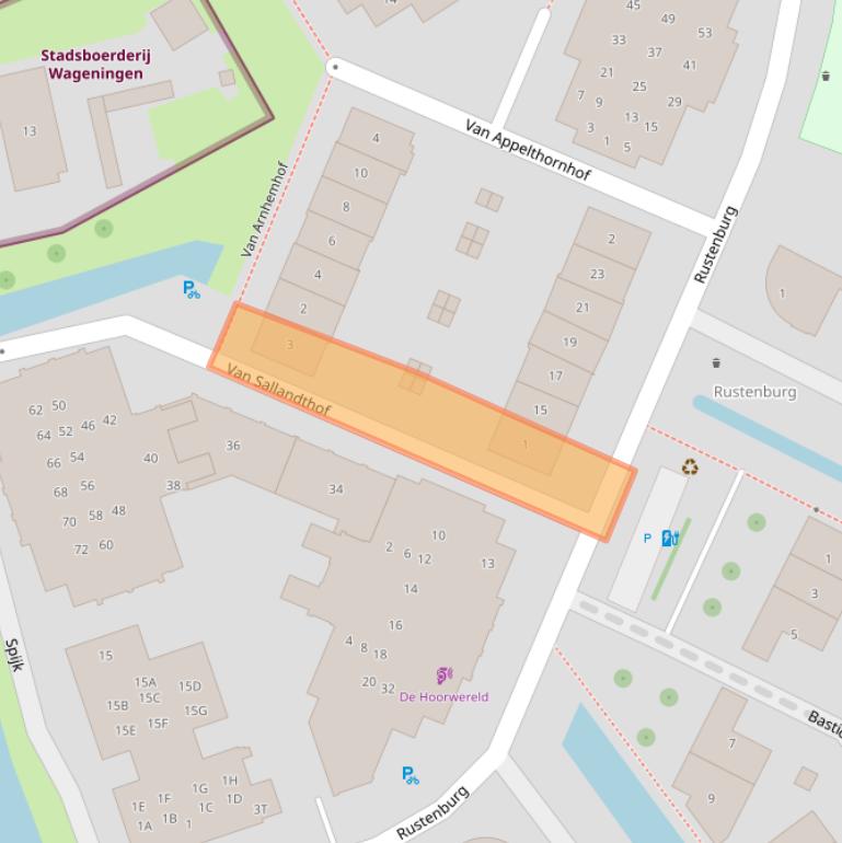 Kaart van postcodegebied 6701JE.