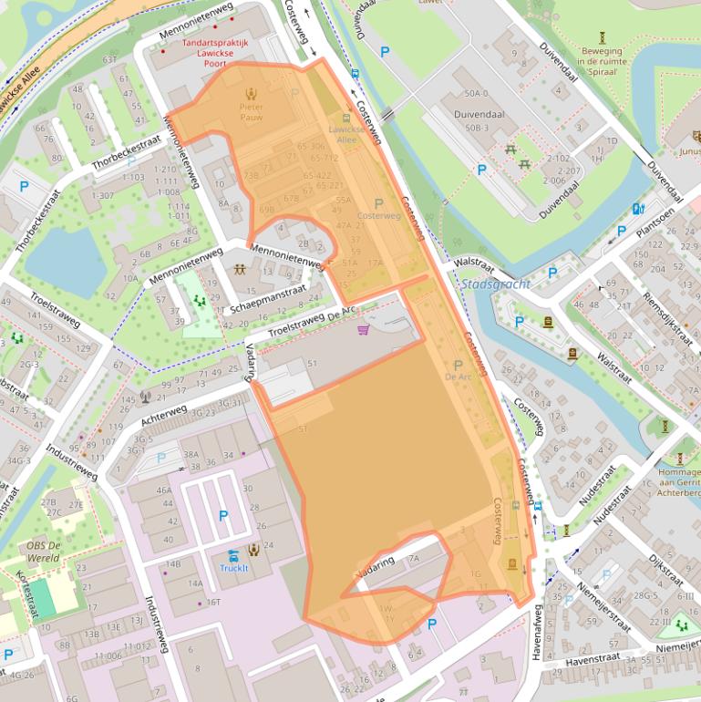 Kaart van postcodegebied 6702AA.