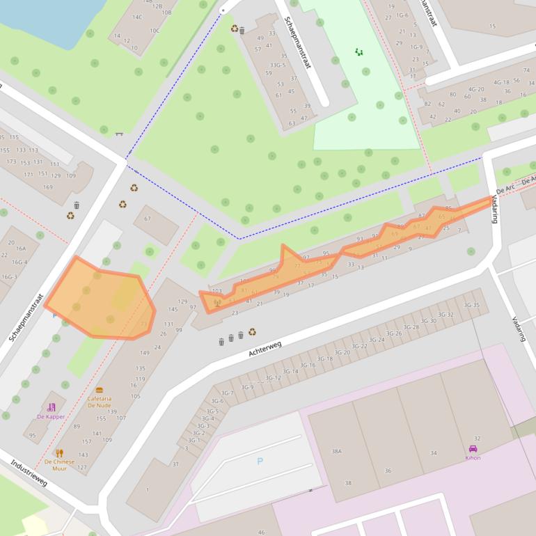 Kaart van postcodegebied 6702AG.