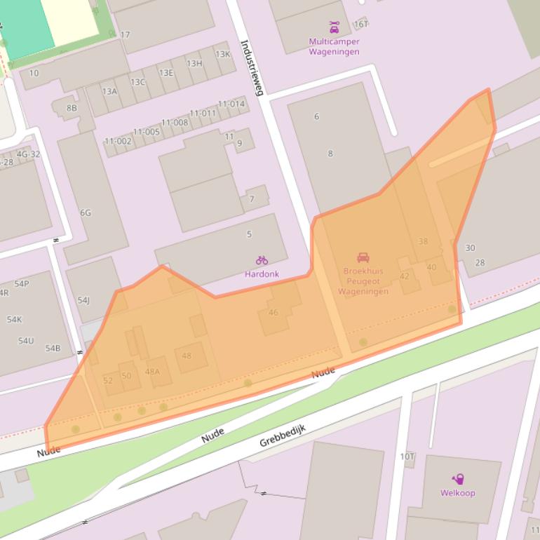 Kaart van postcodegebied 6702DM.