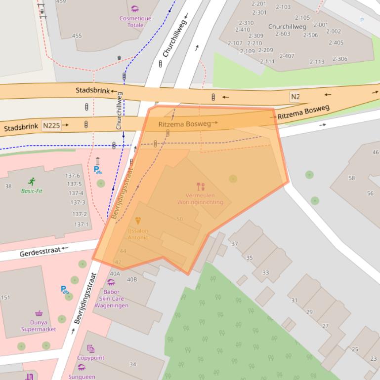 Kaart van postcodegebied 6703AB.