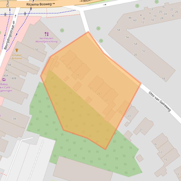 Kaart van postcodegebied 6703AD.