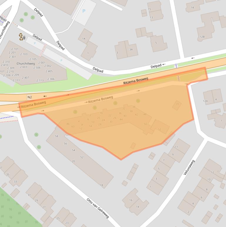 Kaart van postcodegebied 6703AG.