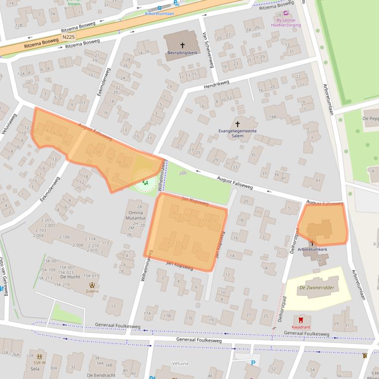 Kaart van postcodegebied 6703AS.