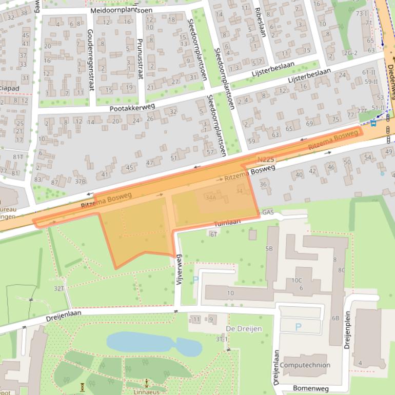 Kaart van postcodegebied 6703BA.