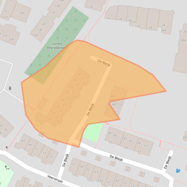 Kaart van postcodegebied 6703CX.