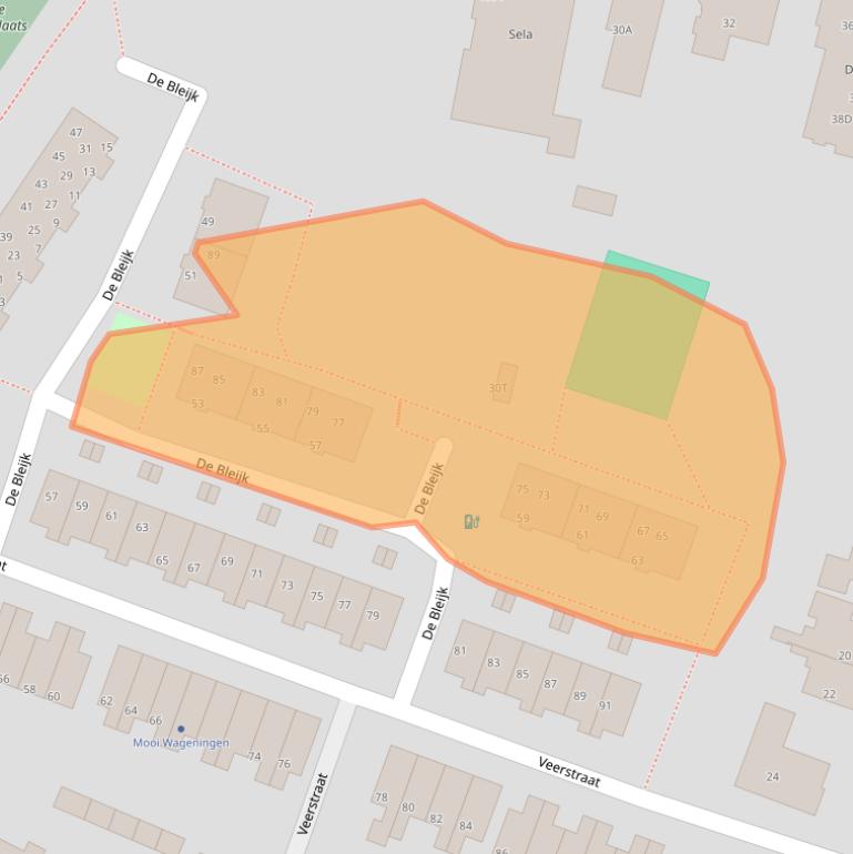 Kaart van postcodegebied 6703CZ.