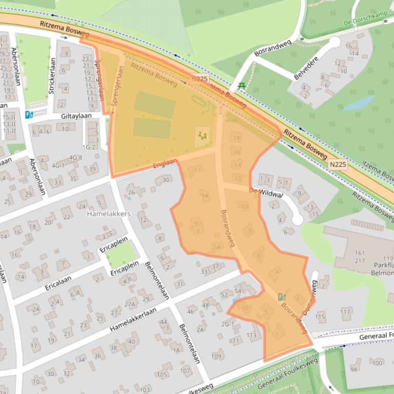 Kaart van postcodegebied 6703EB.