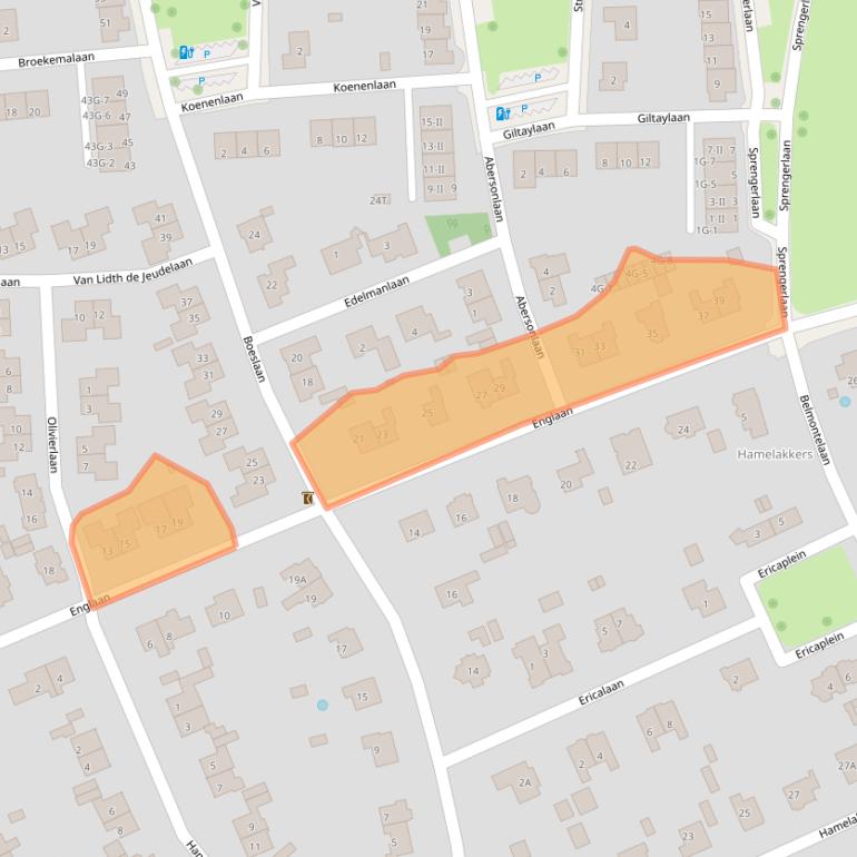 Kaart van postcodegebied 6703EV.