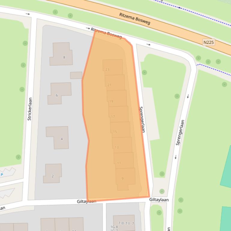 Kaart van postcodegebied 6703GA.