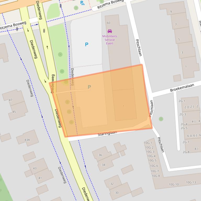 Kaart van postcodegebied 6703GP.