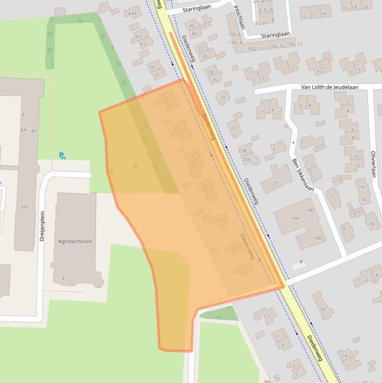 Kaart van postcodegebied 6703GS.