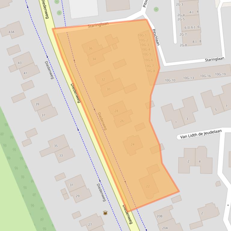 Kaart van postcodegebied 6703GX.