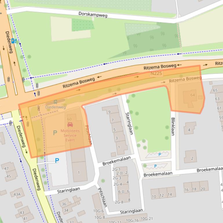 Kaart van postcodegebied 6703GZ.