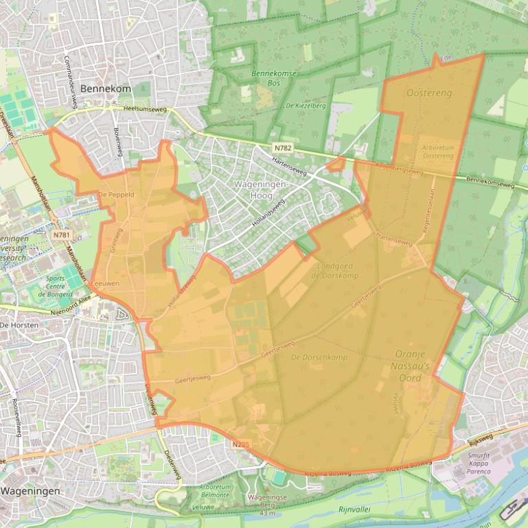 Kaart van postcodegebied 6704.