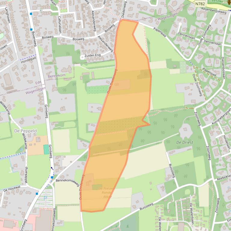 Kaart van postcodegebied 6704AE.