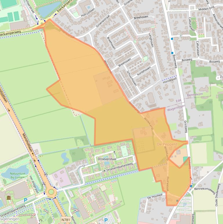 Kaart van postcodegebied 6704AT.