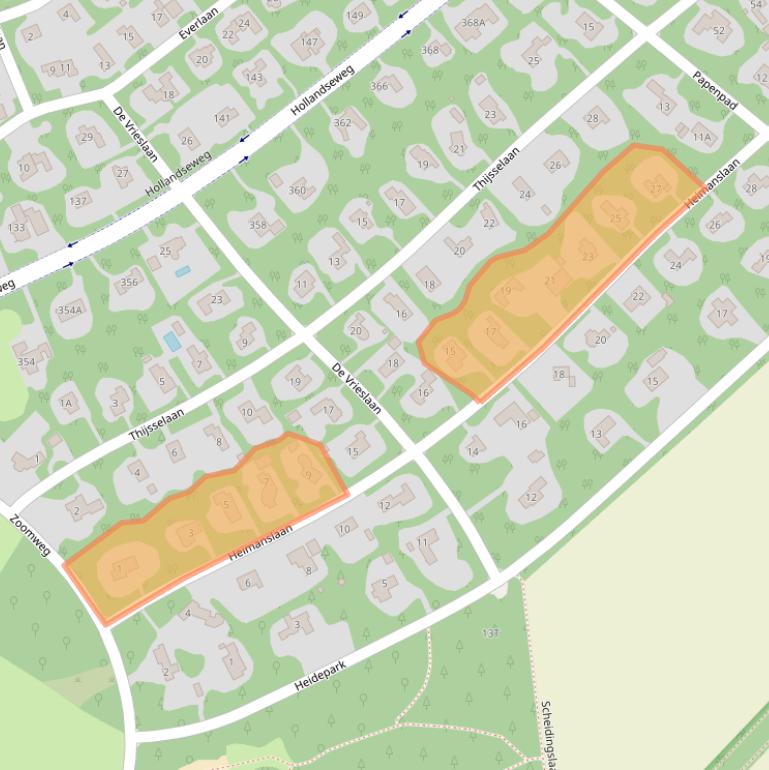 Kaart van postcodegebied 6705AD.