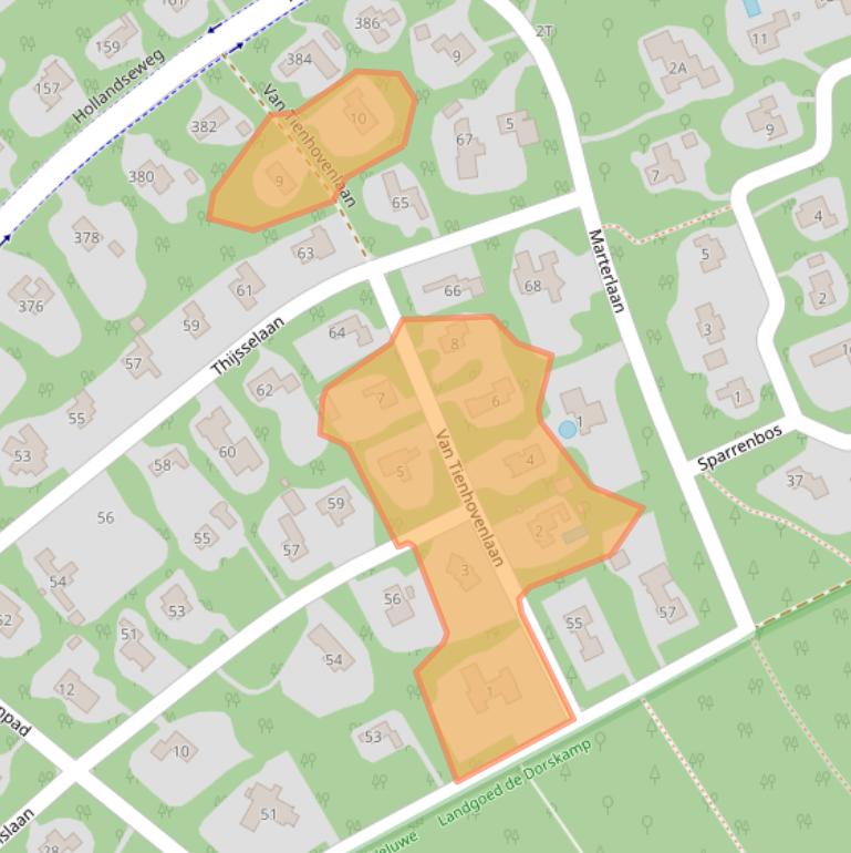 Kaart van postcodegebied 6705AZ.